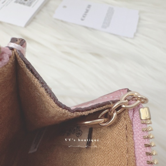NWT Coach Mini Skinny Id Case Card Holder Wallet Saffiano Leather Pink 88250 - Picture 4 of 4